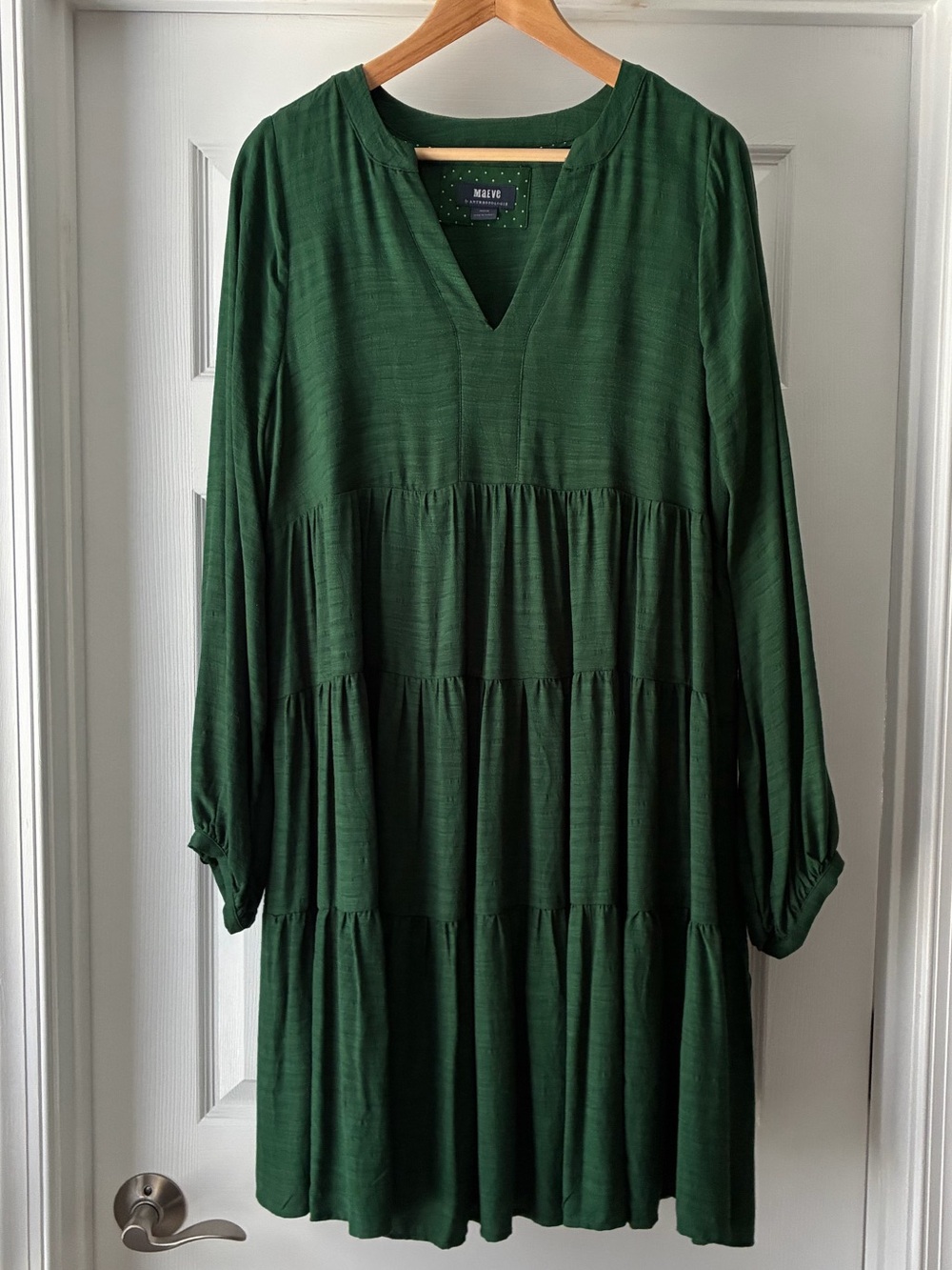 Anthro Tiered Long Sleeve Dress